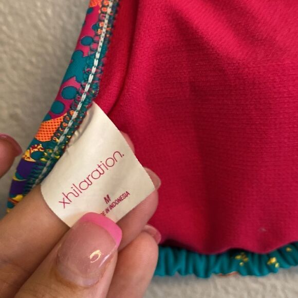 Xhilaration- teal string bikini triangle top- Size medium - Picture 4 of 6
